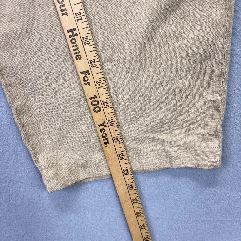 Jos A Bank Linen Pants Mens 40x29 Khaki Pleated Casual Costal Lightweight Chino